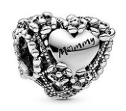 Charm Pandora Corazón Mummy Flores Plata