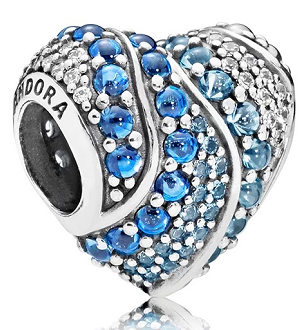 Charm Pandora Corazón Bandas Pavé Azul