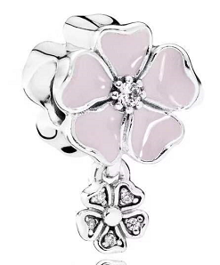 Charm colgante flor rosa esmalte Pandora