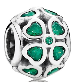Charm Pandora Corazones Verdes en Trébol