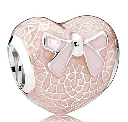 Charm Pandora Corazón Encaje Rosa con Lazo