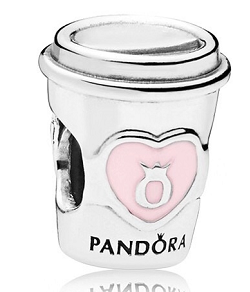Charm vaso de café corazón esmalte rosa