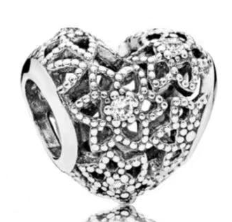 Charm Pandora Corazón Floral Calado Circonias