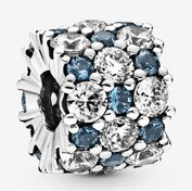 Charm Pandora racimo circonias azul y blanco