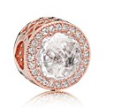 Charm Halo Circonia Central Bañado Oro Rosa