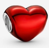 Charm corazón rojo metálico Pandora