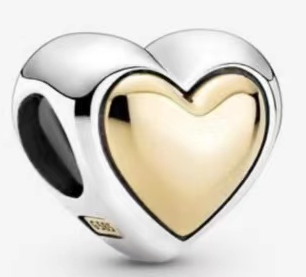 Charm corazón dentro de corazón baño dorado Pandora