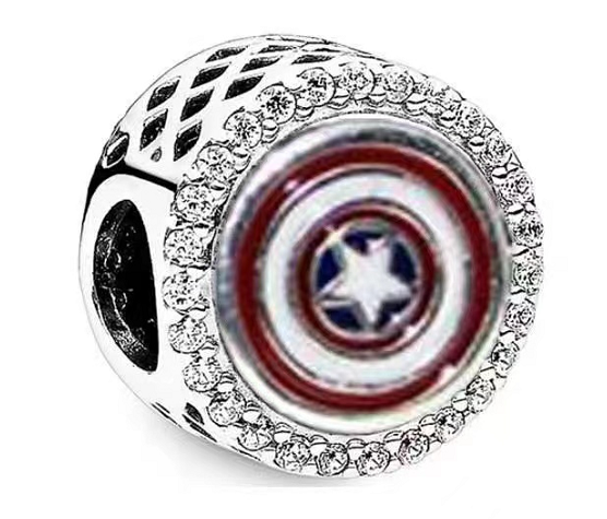 [CH257] Charm escudo Capitán América circonias Pandora