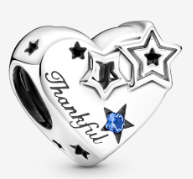 Charm corazón Thankful estrellas y circonia azul Pandora