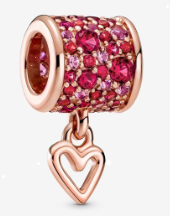 Charm cilíndrico pavé rojo corazón colgante Pandora