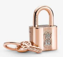Charm candado LOVE baño oro rosa Pandora