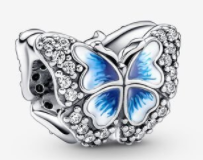 [CH280] Charm mariposa esmalte azul borde pavé