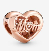 Charm corazón Mom baño oro rosa