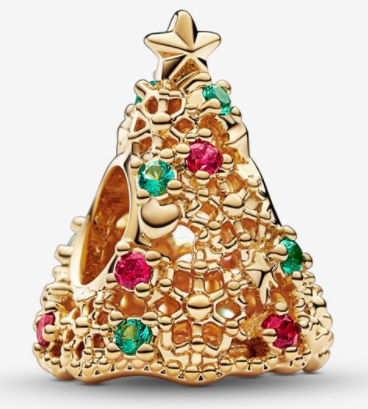 Charm árbol de Navidad baño dorado circonias