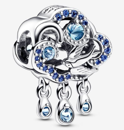 Charm nube pájaro circonias azules colgantes