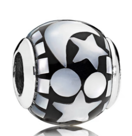 Charm bola esmalte negro estrellas y luna