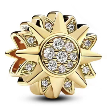 Charm sol baño dorado circonias pavé