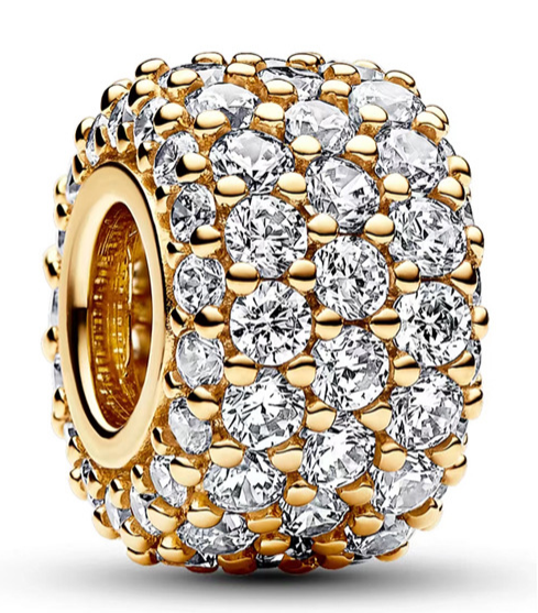 Charm bola pavé baño dorado circonias grandes
