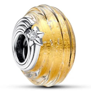 Charm cristal Murano ámbar acanalado estrella