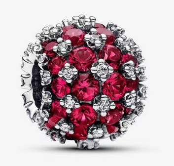 Charm Pandora bola pavé circonias rojas y blancas