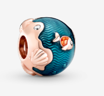 Charm Pandora bola pez dorado esmalte turquesa