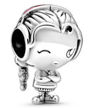 Charm Pandora niña trenzas puntas rosa guiño