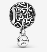 Charm Pandora Corazones Calados I Love You