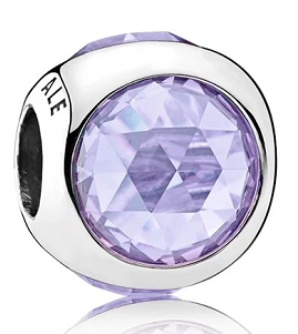 Charm Pandora piedra facetada lila