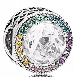 Charm Pandora piedra central halo multicolor