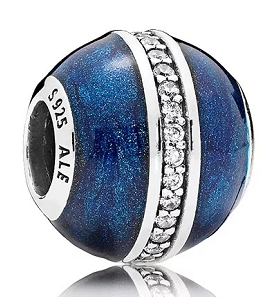 Charm Pandora esmalte azul brillante con banda de circonias