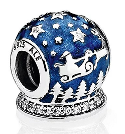 Charm Pandora trineo navideño esmalte azul
