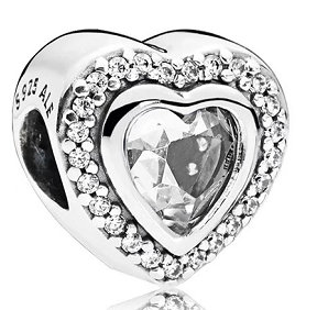Charm Pandora corazón doble circonia transparente