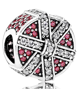 Charm Pandora mosaico pavé rojo y transparente