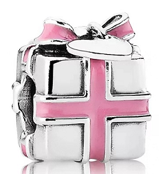 Charm Pandora caja de regalo con lazo rosa