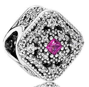 Charm Pandora rombo pavé circonia rosa