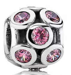 Charm Pandora circonias rosas en bisel