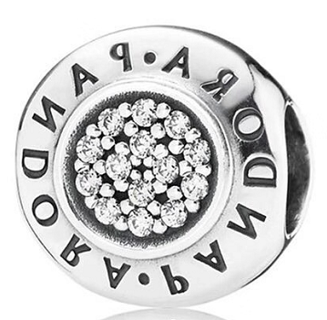 Charm Pandora logo disco pavé central
