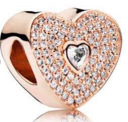 Charm Pandora corazón pavé oro rosa