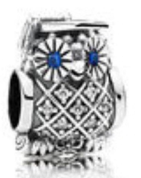 Charm búho contorno floral ojos azules Pandora