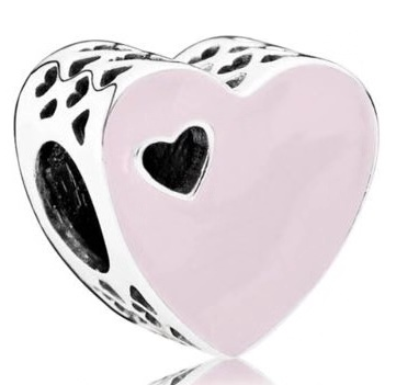 Charm corazón esmalte rosa y calado Pandora