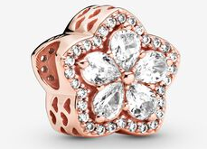 Charm flor racimo halo baño oro rosa Pandora