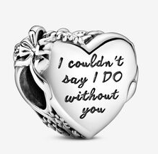 Charm corazón lazo frase boda Pandora