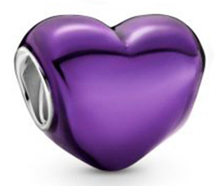 Charm Pandora corazón esmalte morado metalizado