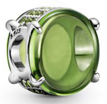 Charm Pandora piedra cristal verde talla cabujón
