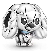 Charm Pandora cachorro orejas largas collar azul