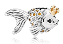 Charm Pandora pez con corona pavé ámbar
