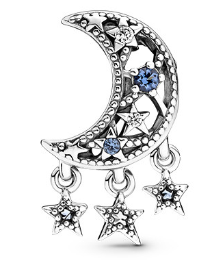 Charm Pandora luna con estrellas colgantes