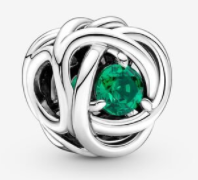 Charm Pandora bola de alambre entrelazado circonia verde