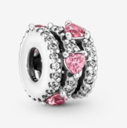 Charm banda corazones rosa y circonias blancas