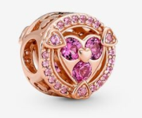 Charm baño oro rosa corazones rosa y pavé